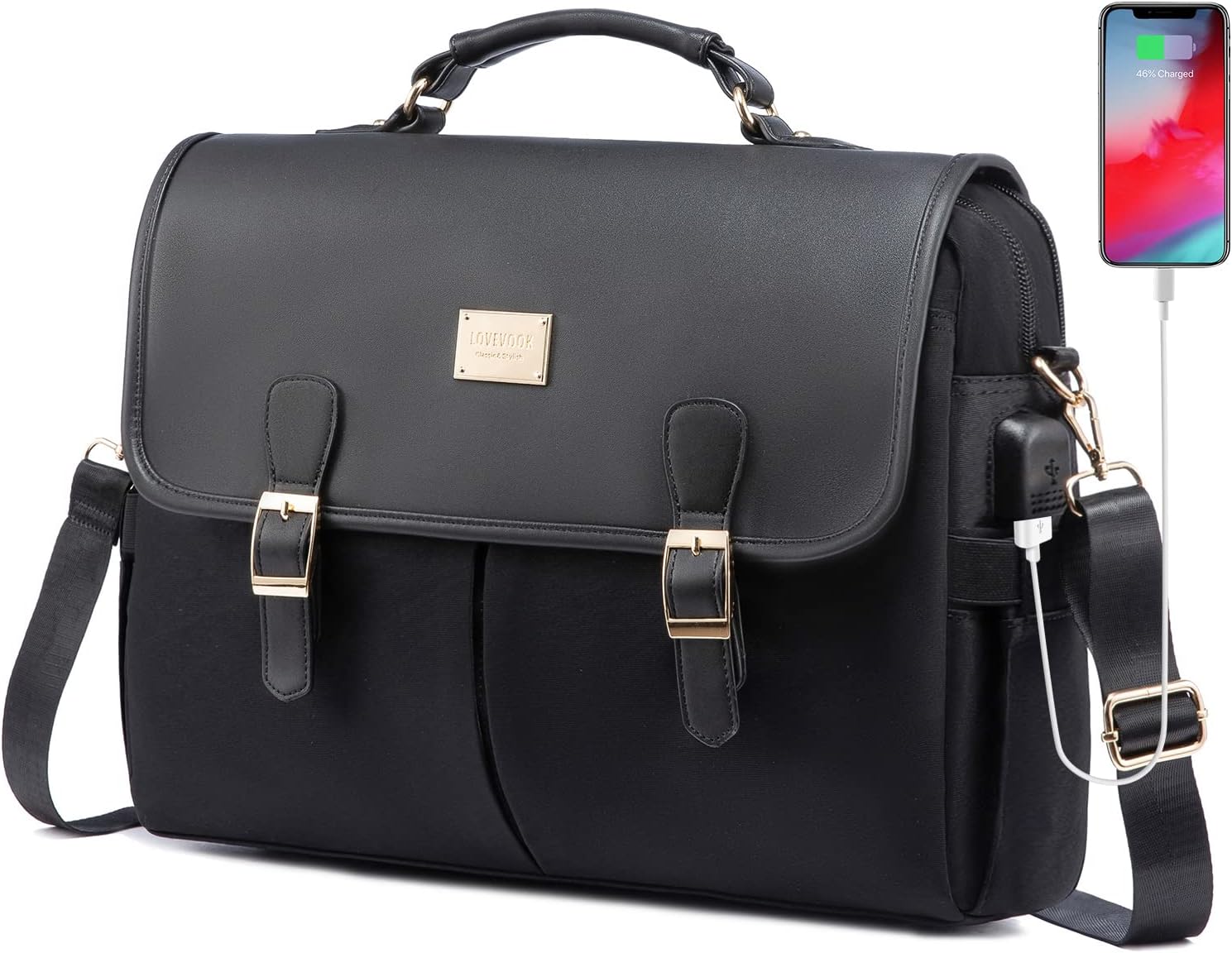 LOVEVOOK Laptop Bag for Women, 15.6 inch Large Capacity Computer Briefcase Case, Crossbody Messenger Bag, Office Business Work Bags Purse for Travel Gifts, Mint Green-black - Image 10