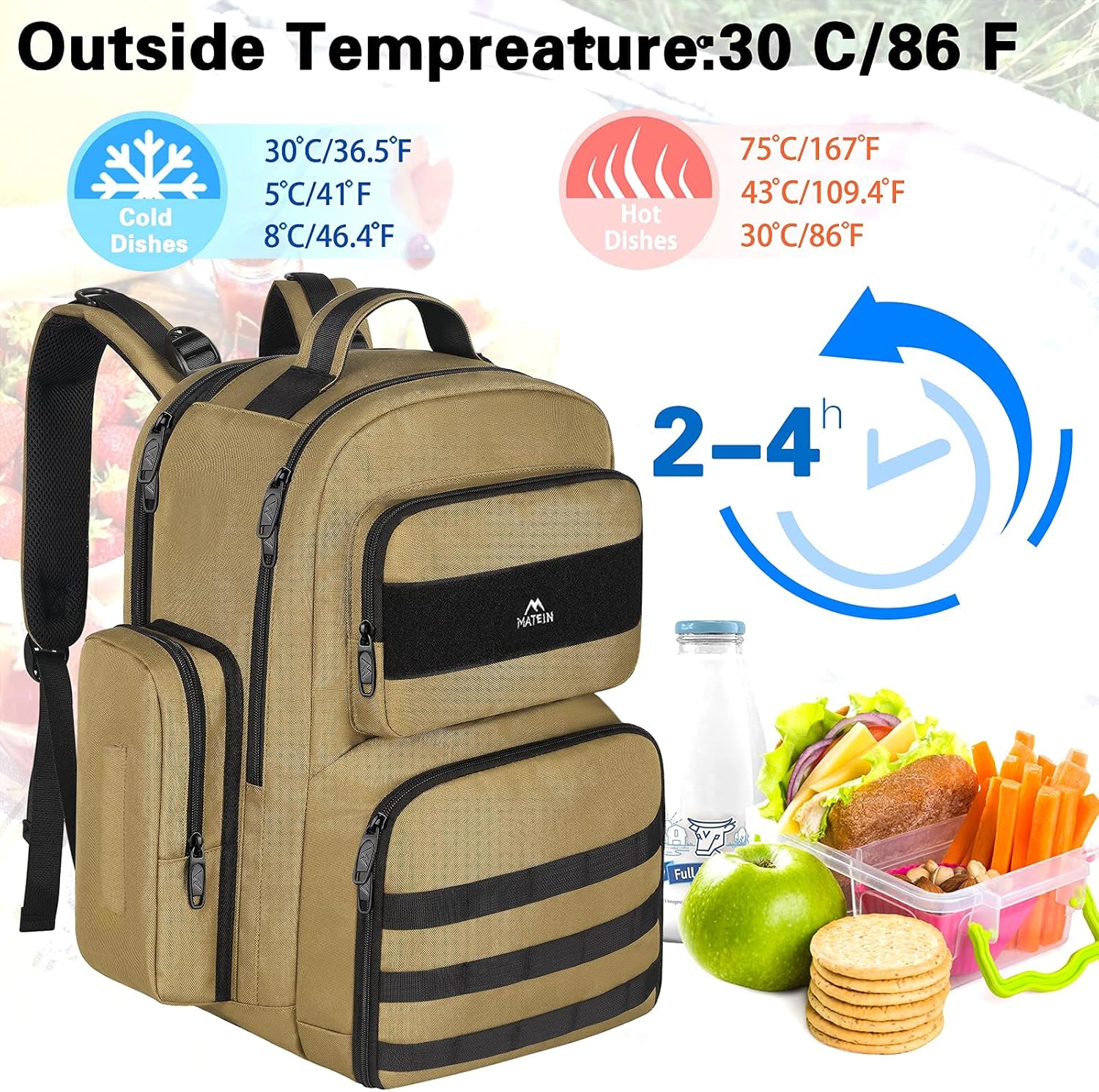 MATEIN Lunch Backpack for Men, 17 Inch Travel Laptop Backpack Insulated Cooler Bag Lunch box Rucksack with USB Charging Port, Extra Large Water Resistant College Work Computer Daypack Gifts for Men - Image 4