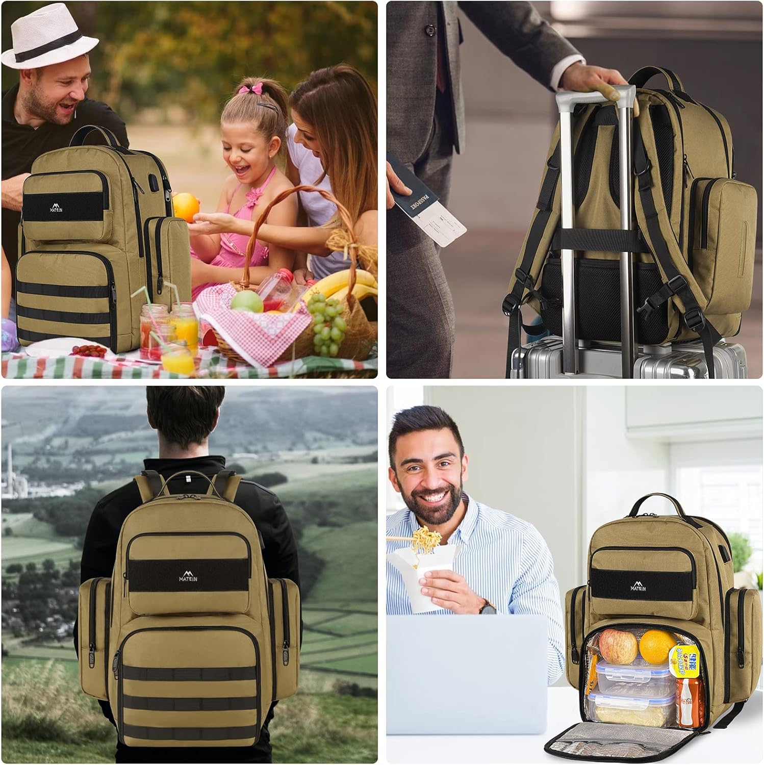 MATEIN Lunch Backpack for Men, 17 Inch Travel Laptop Backpack Insulated Cooler Bag Lunch box Rucksack with USB Charging Port, Extra Large Water Resistant College Work Computer Daypack Gifts for Men - Image 7