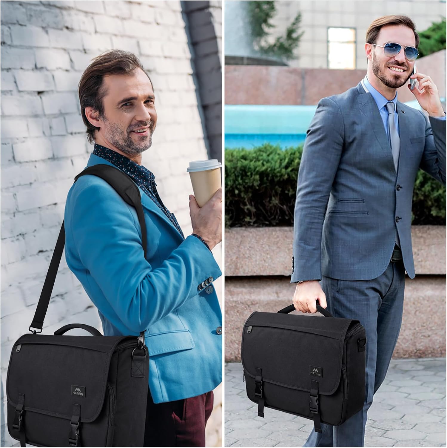 Messenger Bag for Men, Women Briefcases Lightweight Men's Laptop Bag 15.6 inch Water Resistant Crossbody College Satchel Bags Computer Work Office Bag with Shoulder Strap, Mens Gift Ideas, Black - Image 9