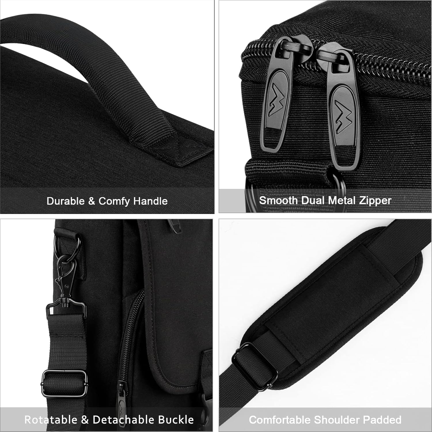 Messenger Bag for Men, Women Briefcases Lightweight Men's Laptop Bag 15.6 inch Water Resistant Crossbody College Satchel Bags Computer Work Office Bag with Shoulder Strap, Mens Gift Ideas, Black - Image 4