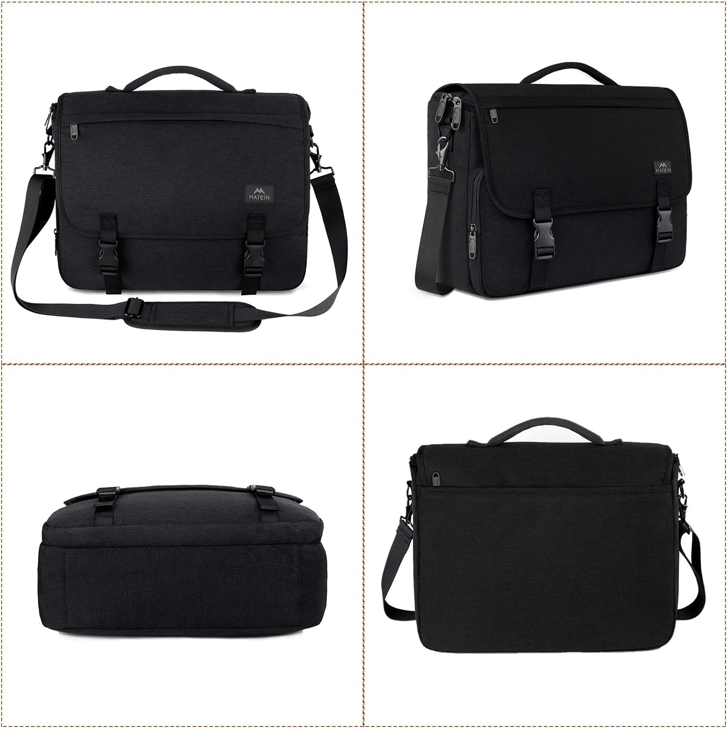 Messenger Bag for Men, Women Briefcases Lightweight Men's Laptop Bag 15.6 inch Water Resistant Crossbody College Satchel Bags Computer Work Office Bag with Shoulder Strap, Mens Gift Ideas, Black - Image 6