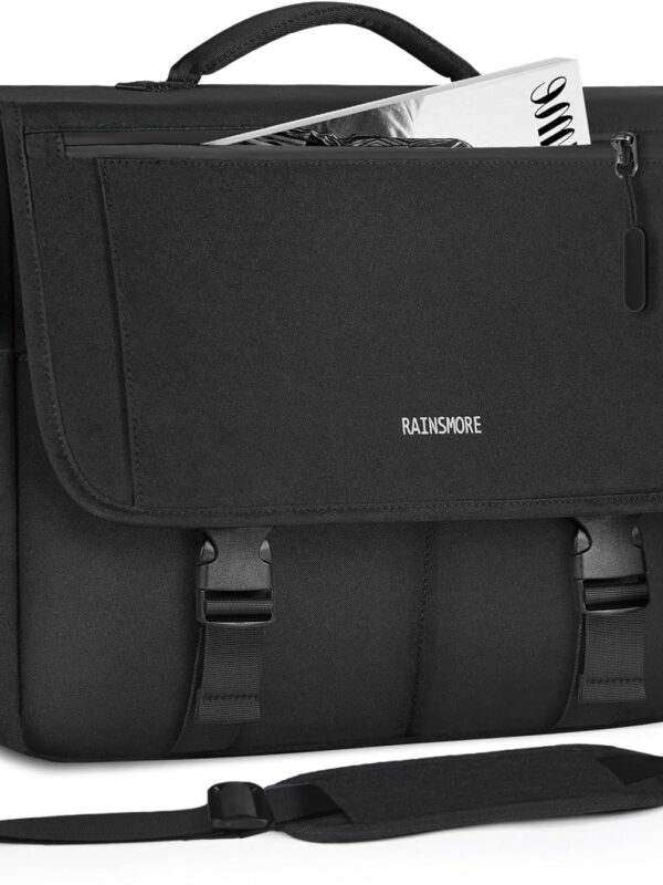 Messenger Bag for Men Messenger Bag 15.6 Inch Water Resistant Laptop Bag Casual Satchel Bags for Men Large College Computer Bag Office Work Briefcase Fashion Crossbody Shoulder Handbag, Black