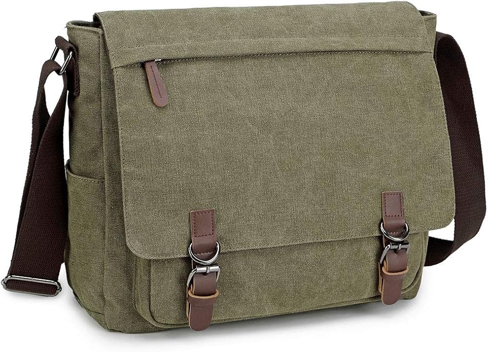 Messenger Bag for Men Retro, Canvas Satchel casual Briefcases Laptop Bag fit 13.3 15.6 Inch - Image 10