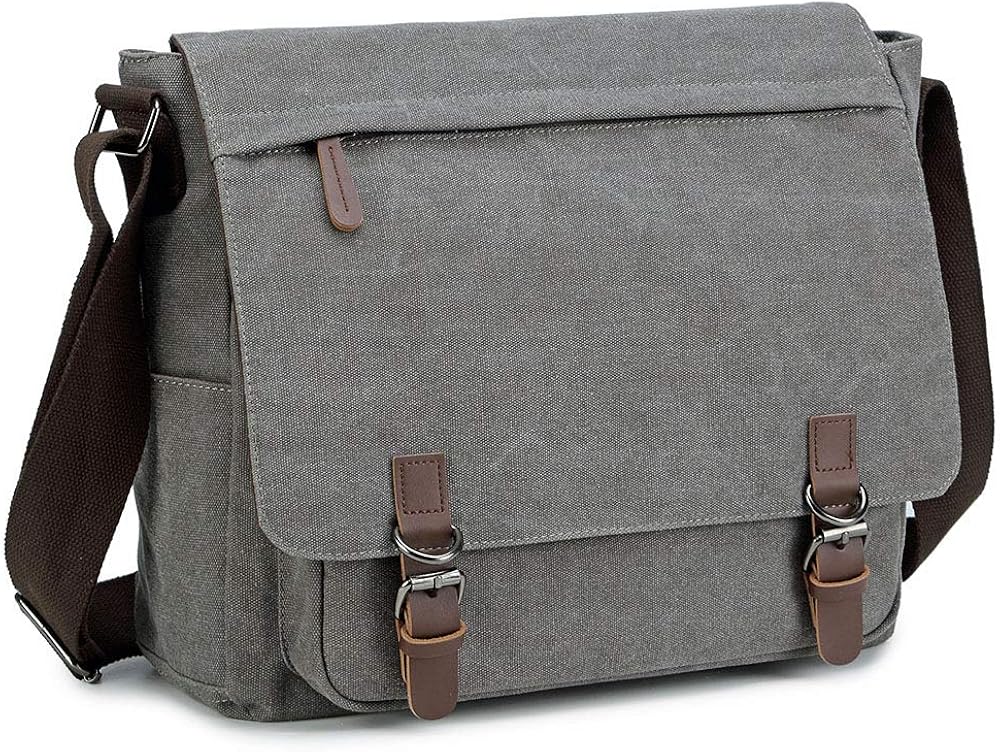 Messenger Bag for Men Retro, Canvas Satchel casual Briefcases Laptop Bag fit 13.3 15.6 Inch - Image 9