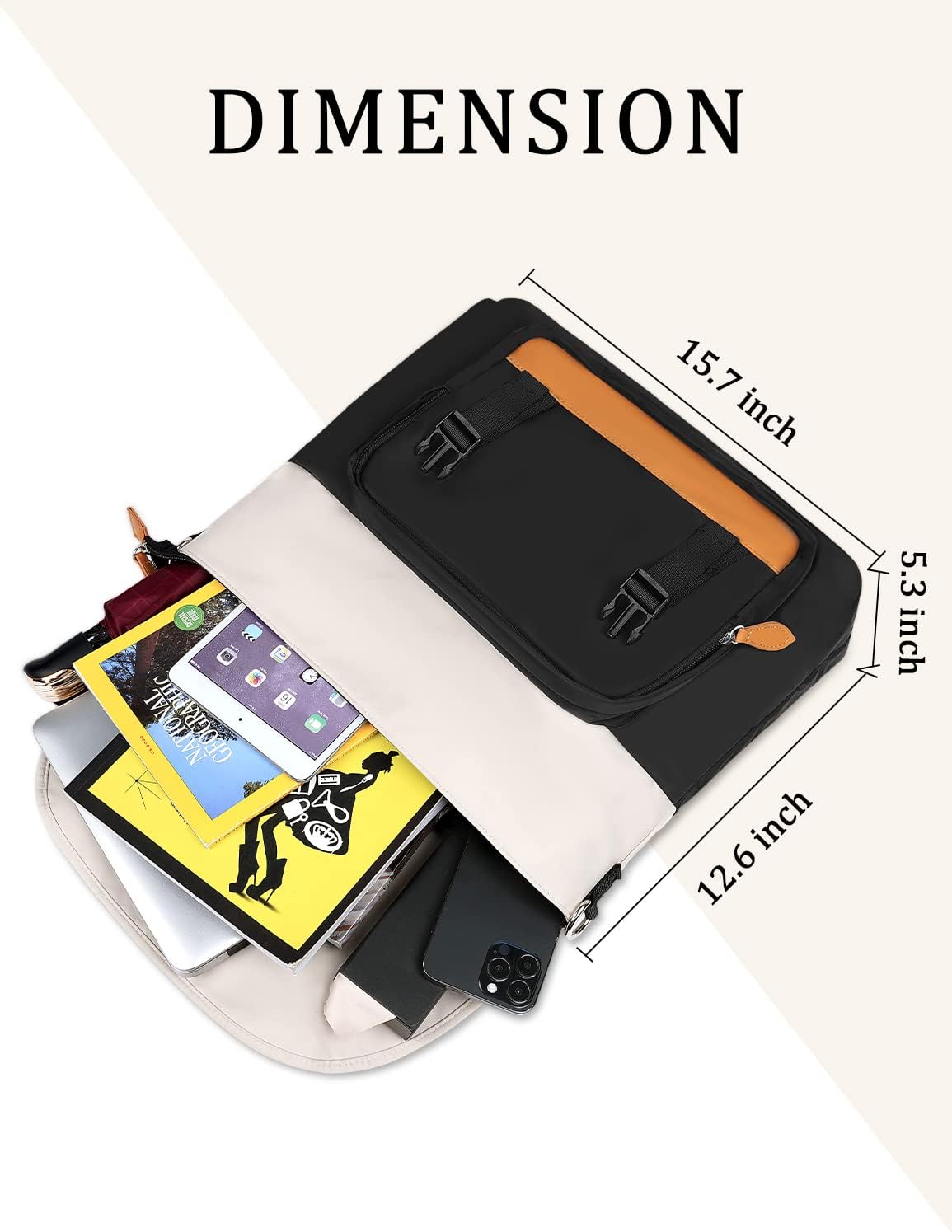 Messenger Bag for Women, 15.6 Inch Laptop Bags Computer Case with Shoulder Strap, Water Resistant Crossbody Carrying Laptop Sleeve Fashion Cute Work Briefcase for Travel Office, Gift Ideas - Image 6