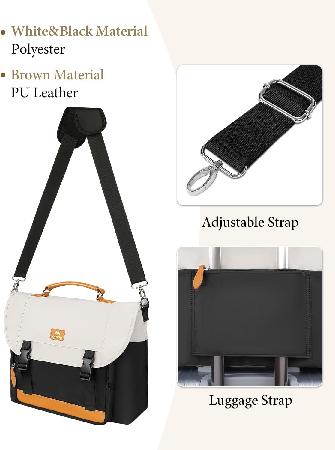 Messenger Bag for Women, 15.6 Inch Laptop Bags Computer Case with Shoulder Strap, Water Resistant Crossbody Carrying Laptop Sleeve Fashion Cute Work Briefcase for Travel Office, Gift Ideas - Image 3