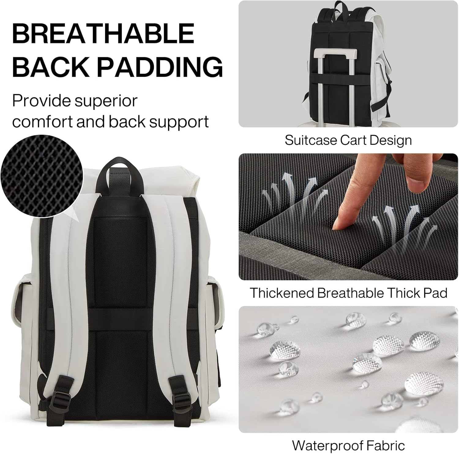 Mixi Travel Laptop Backpack for Women & Men Carry On Backpack fits 16'' Laptop, Waterproof Lightweight Casual Hiking Weekender Bags Rucksack,17 Inch, Interstellar White - Image 5