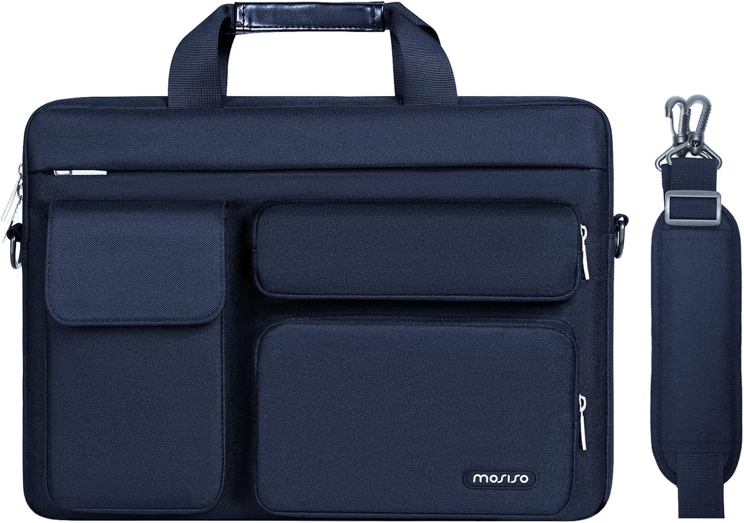 MOSISO Laptop Shoulder Messenger Bag Compatible with MacBook Air 15 inch M2 A2941 2023\/Pro 16 2023-2019, 15-15.6 inch Notebook with 2 Raised&1 Flapover&1 Horizontal Pocket&Handle&Belt, Black - Image 11