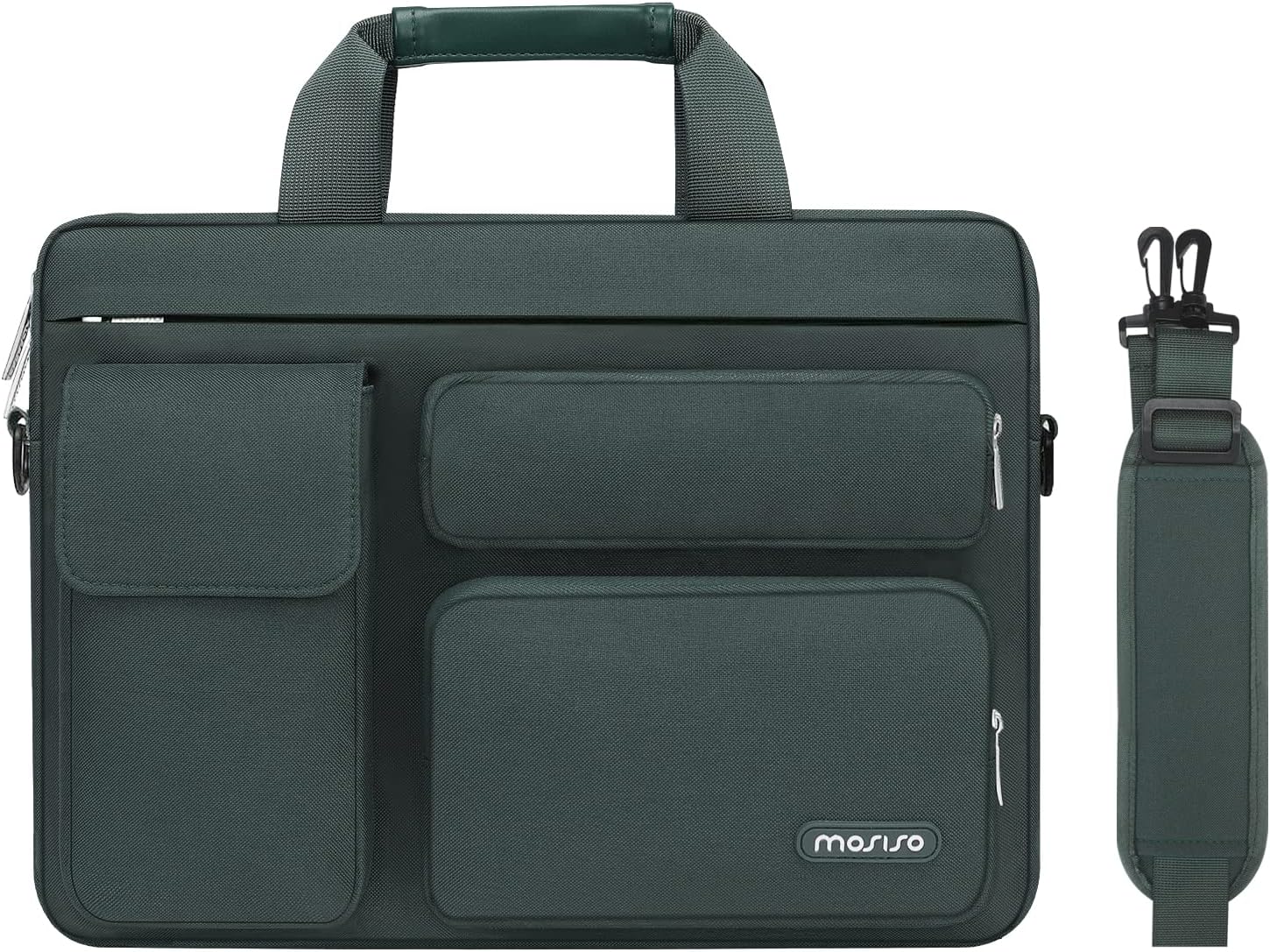 MOSISO Laptop Shoulder Messenger Bag Compatible with MacBook Air 15 inch M2 A2941 2023\/Pro 16 2023-2019, 15-15.6 inch Notebook with 2 Raised&1 Flapover&1 Horizontal Pocket&Handle&Belt, Black - Image 15