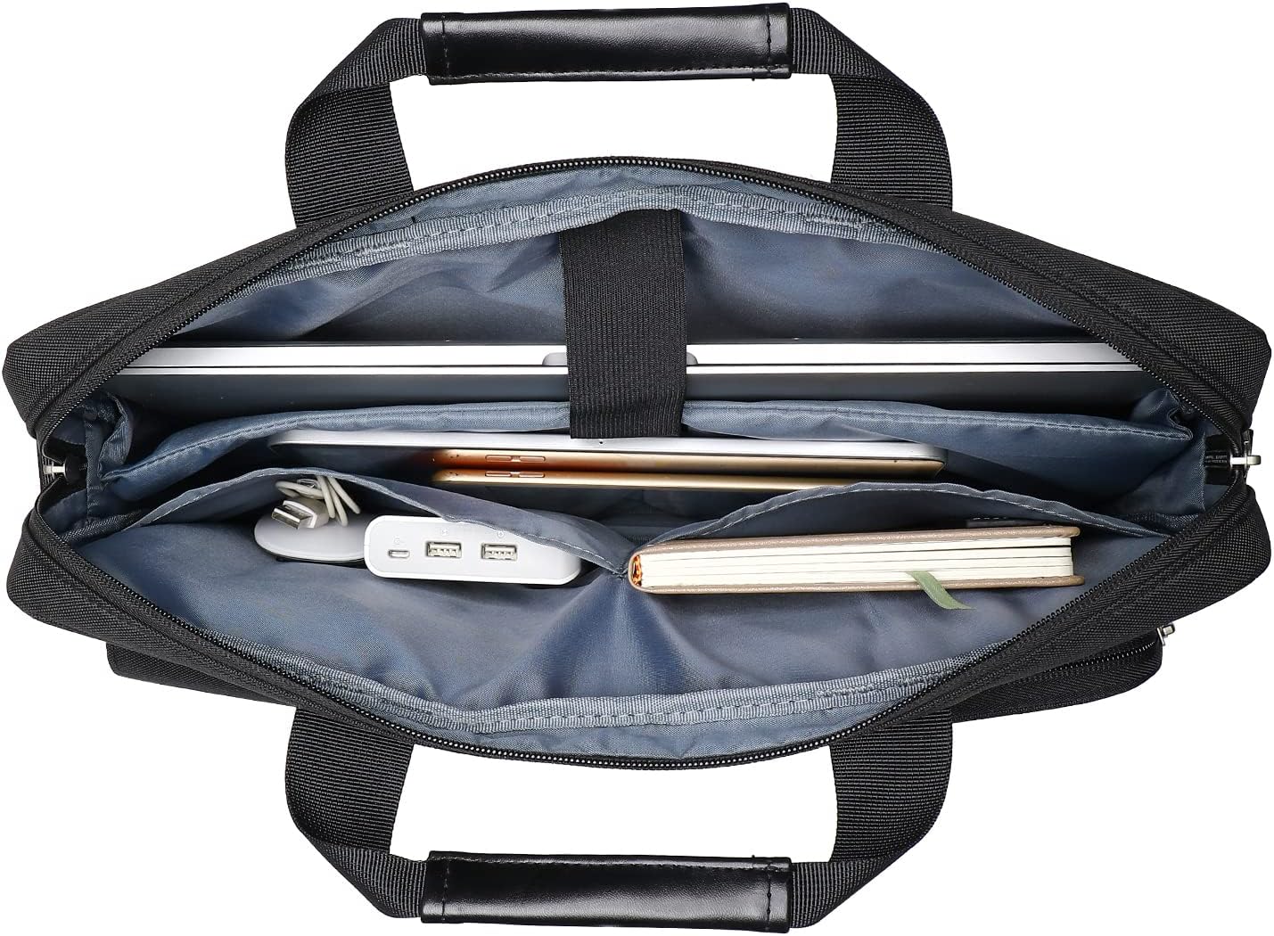 MOSISO Laptop Shoulder Messenger Bag Compatible with MacBook Air 15 inch M2 A2941 2023\/Pro 16 2023-2019, 15-15.6 inch Notebook with 2 Raised&1 Flapover&1 Horizontal Pocket&Handle&Belt, Black - Image 3
