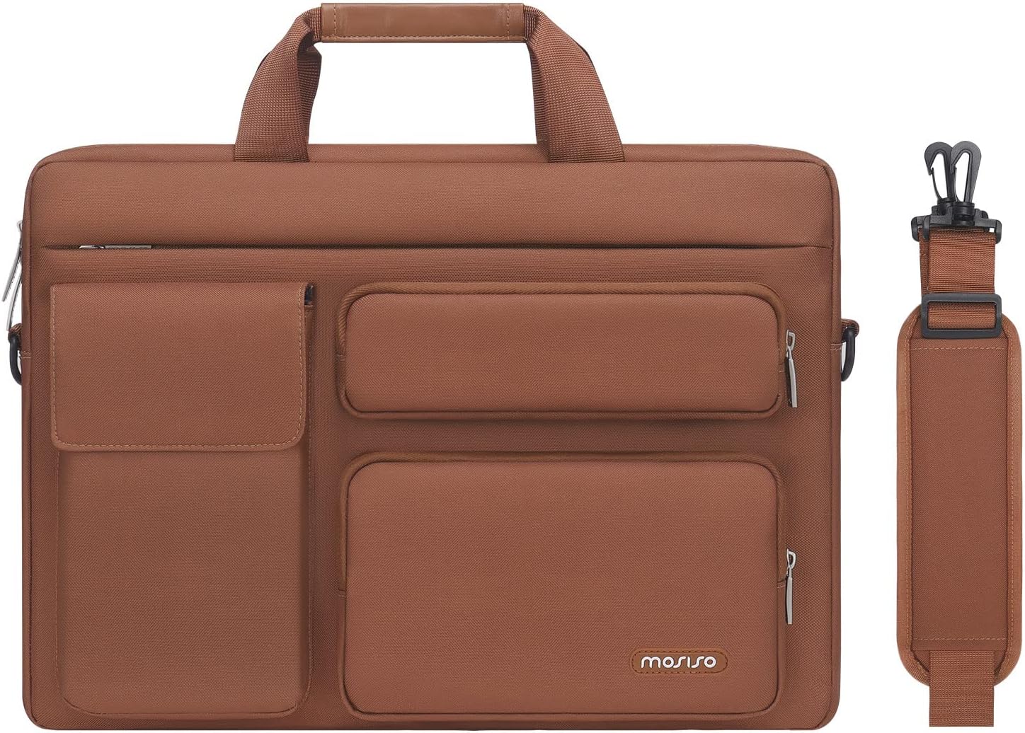 MOSISO Laptop Shoulder Messenger Bag Compatible with MacBook Air 15 inch M2 A2941 2023\/Pro 16 2023-2019, 15-15.6 inch Notebook with 2 Raised&1 Flapover&1 Horizontal Pocket&Handle&Belt, Black - Image 10