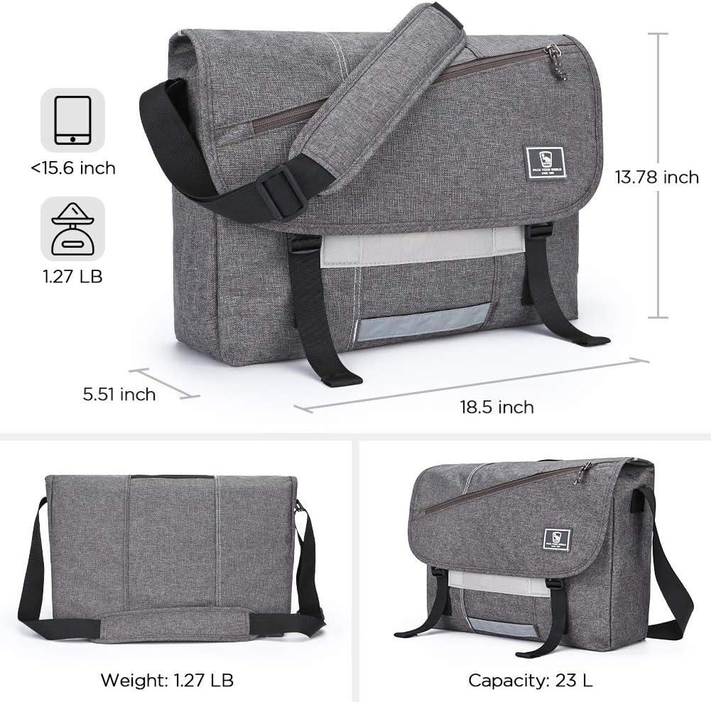 OIWAS Messenger Bag for Women - Canvas 15.6 Inch Laptop Satchel Computer Briefcase Mens Crossbody Bag - Image 2