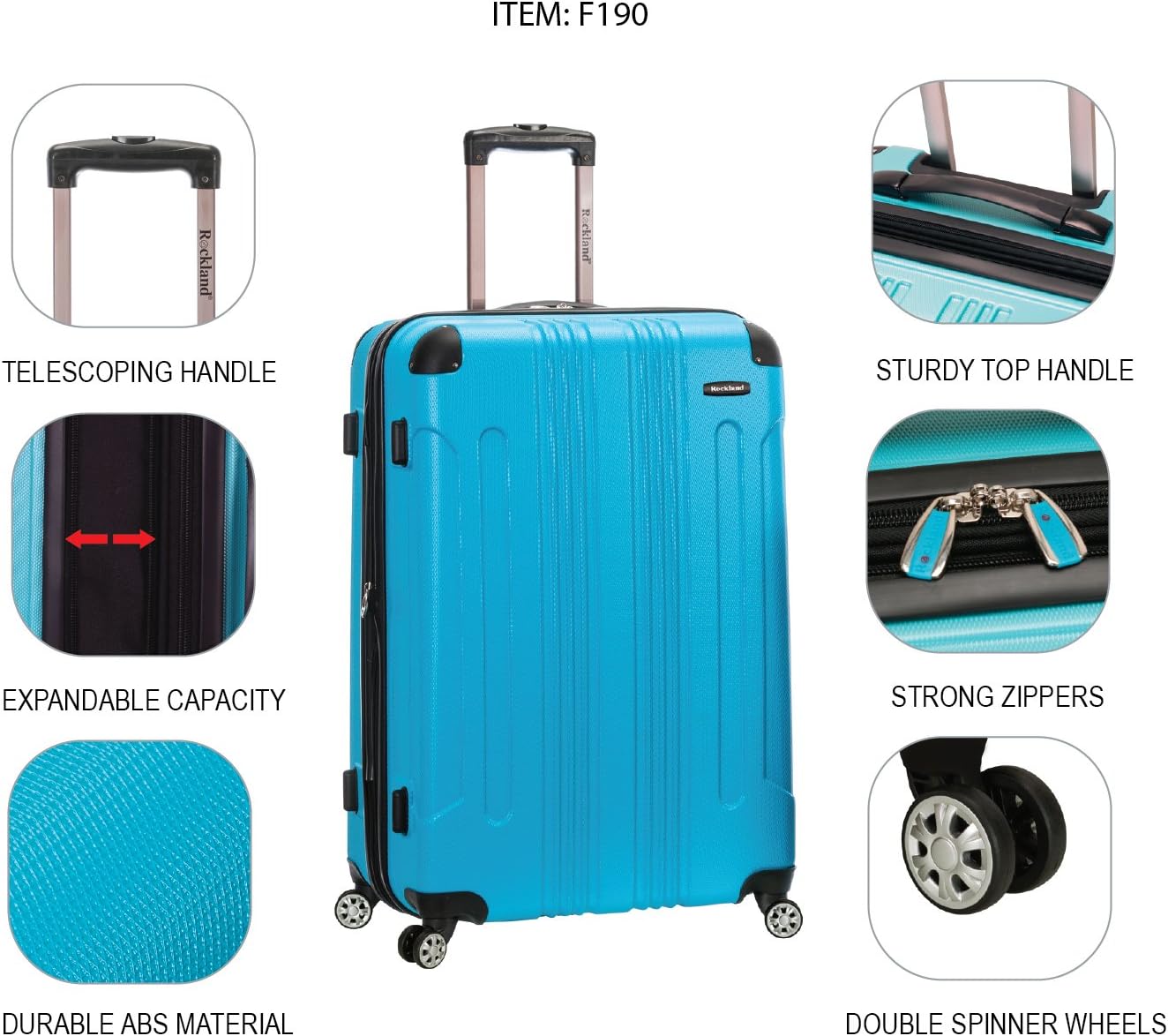 Rockland London Hardside Spinner Wheel Luggage, Charcoal, Carry-On 20-Inch - Image 6