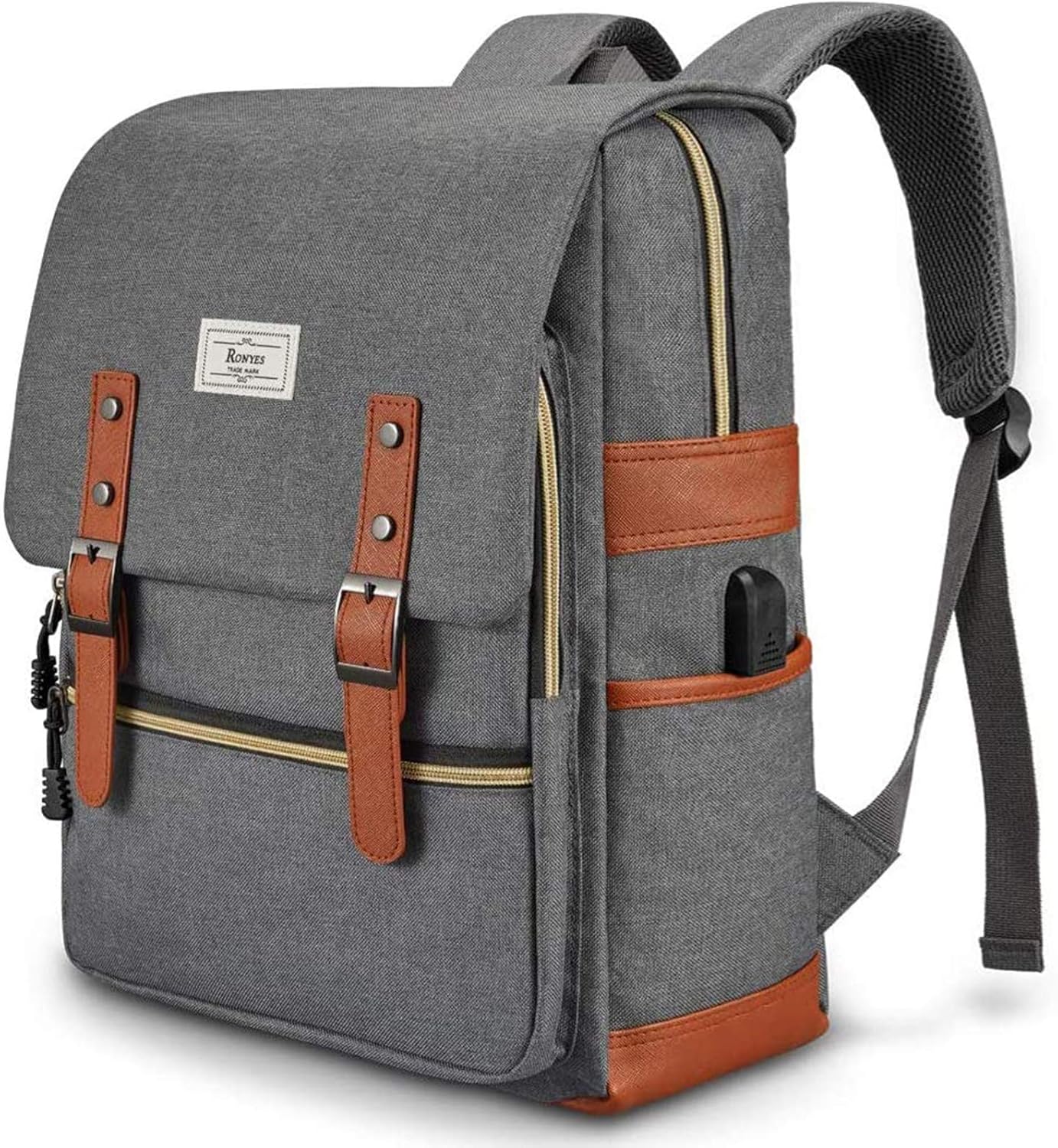 Ronyes Laptop Backpack for Men and Women College Bag Bookbag with USB Charging Port Casual Rucksack School Backpack Daypacks Fits up to 15.6\u2019\u2019 Laptop - Image 13