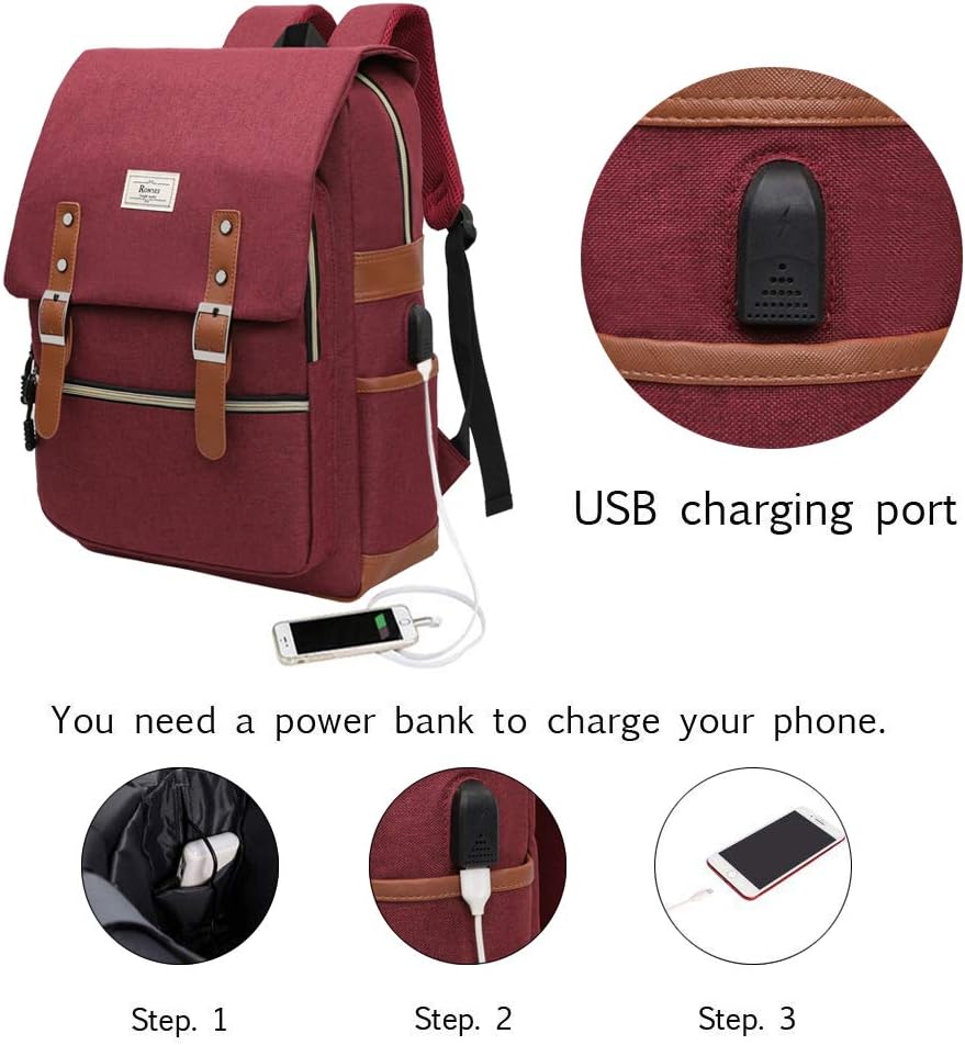 Ronyes Laptop Backpack for Men and Women College Bag Bookbag with USB Charging Port Casual Rucksack School Backpack Daypacks Fits up to 15.6\u2019\u2019 Laptop - Image 3