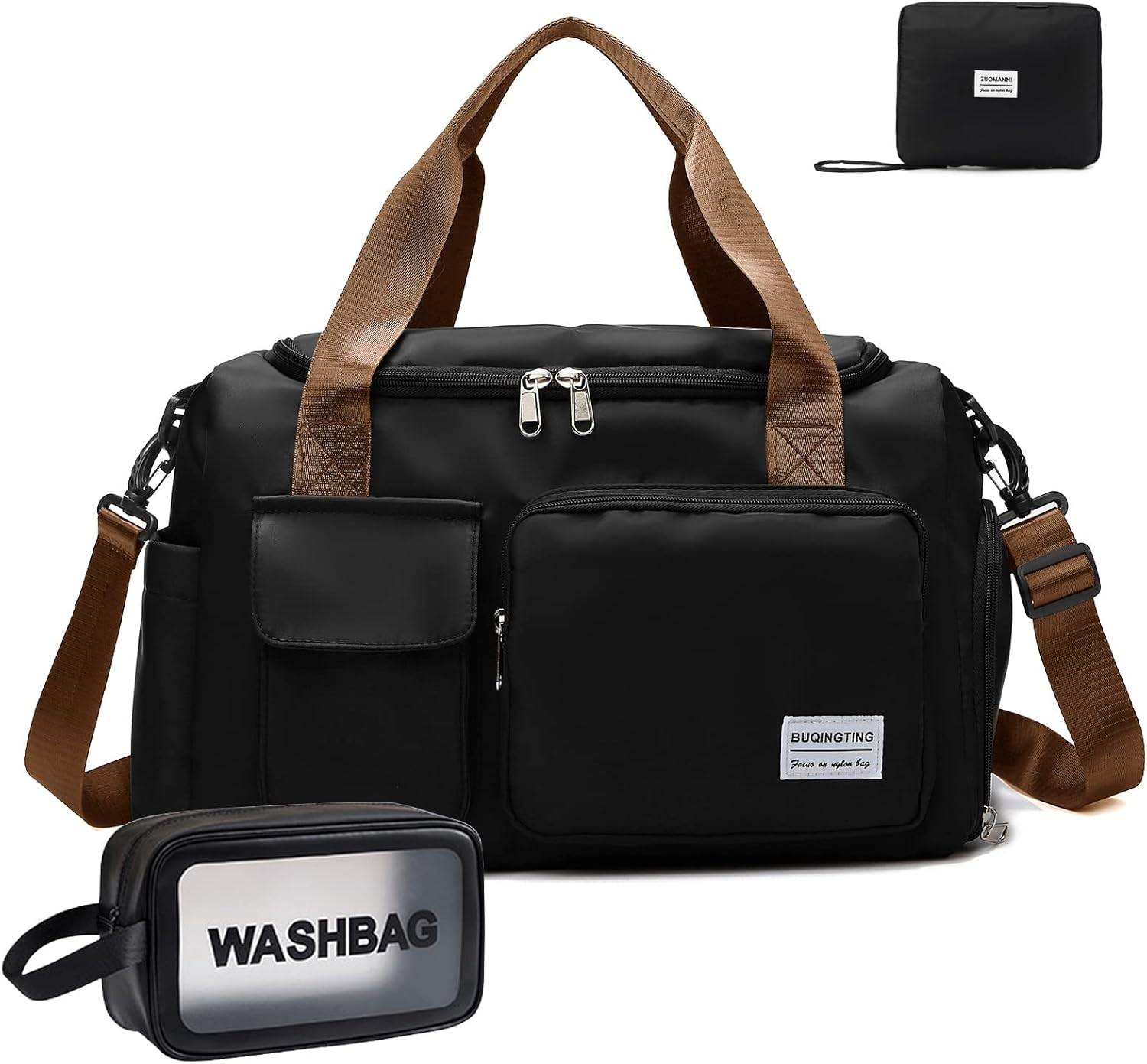 Small Gym Bag for Women, Waterproof Duffle Bag Carry On Weekender Bag with Shoe Compartment & Wet Pocket, Tote Bag for Travel, Workout, Sport - Image 29