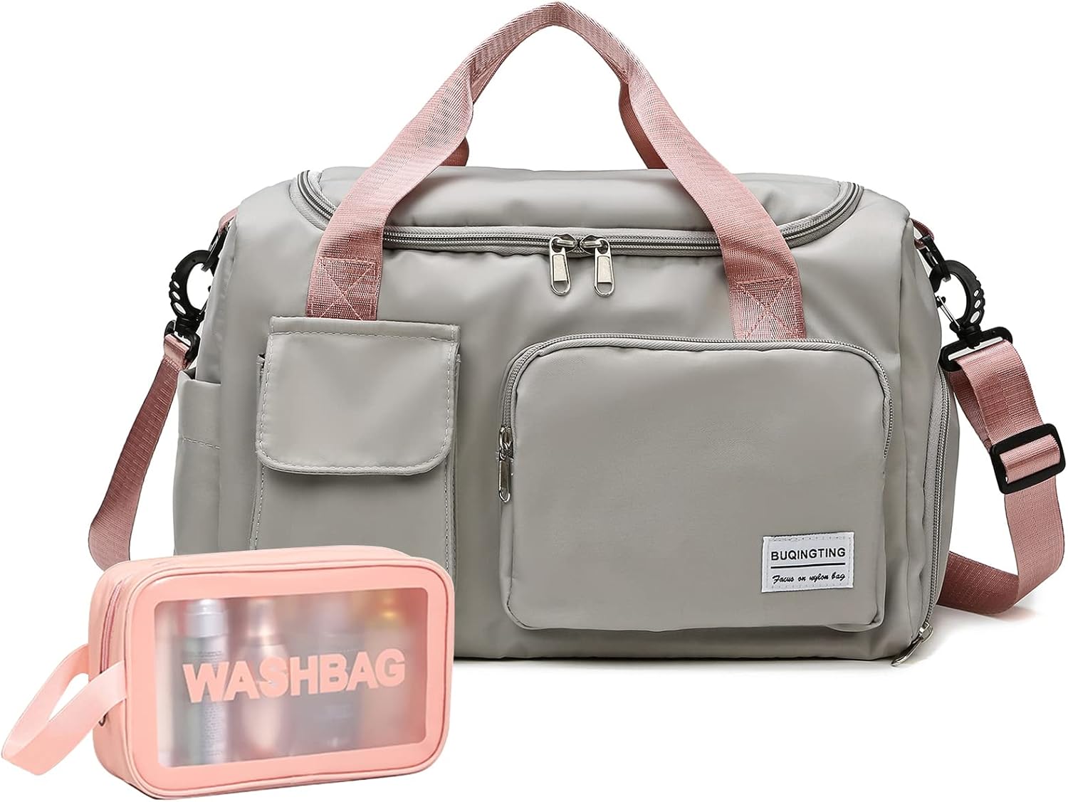 Small Gym Bag for Women, Waterproof Duffle Bag Carry On Weekender Bag with Shoe Compartment & Wet Pocket, Tote Bag for Travel, Workout, Sport - Image 19