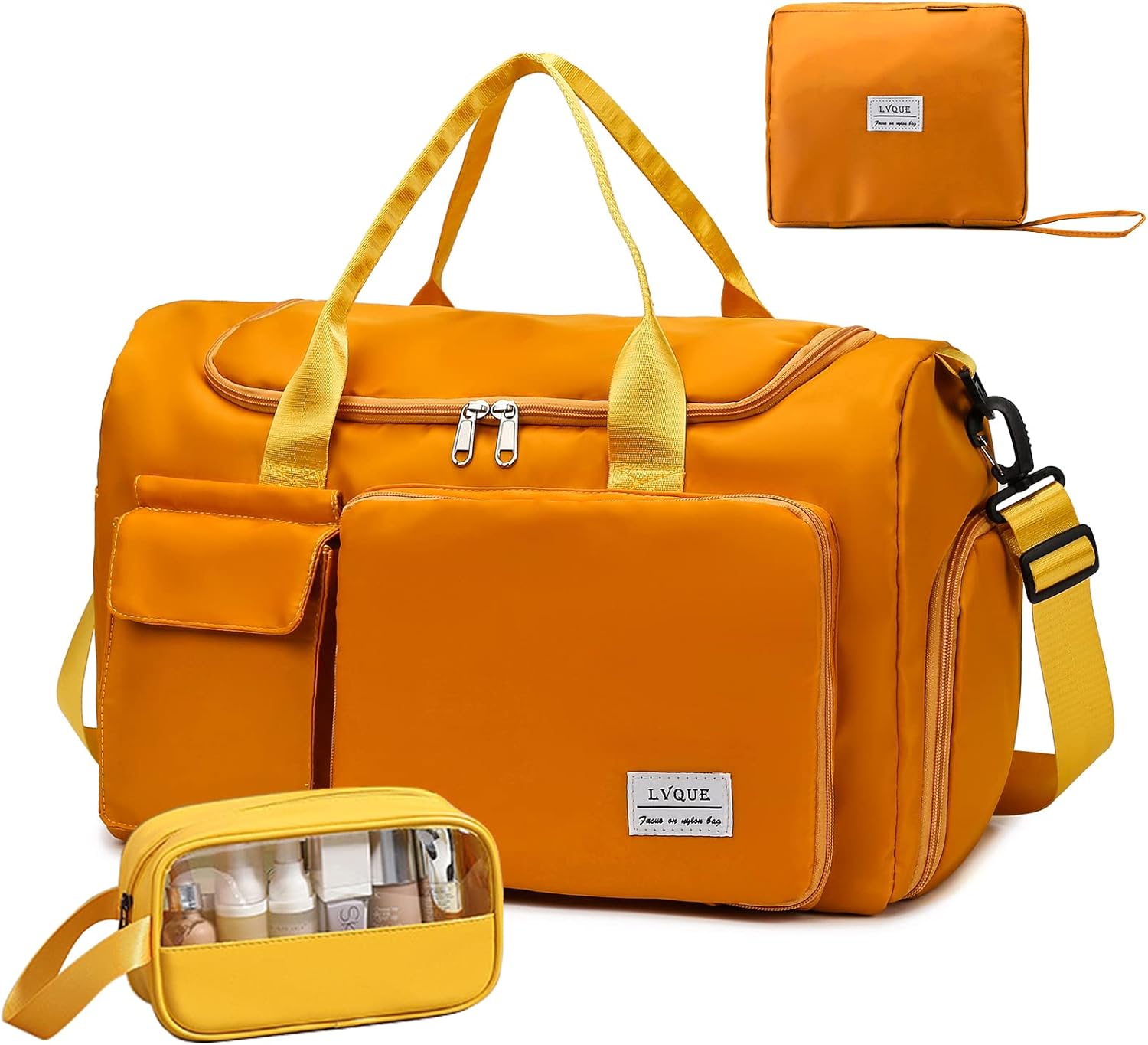 Small Gym Bag for Women, Waterproof Duffle Bag Carry On Weekender Bag with Shoe Compartment & Wet Pocket, Tote Bag for Travel, Workout, Sport - Image 8