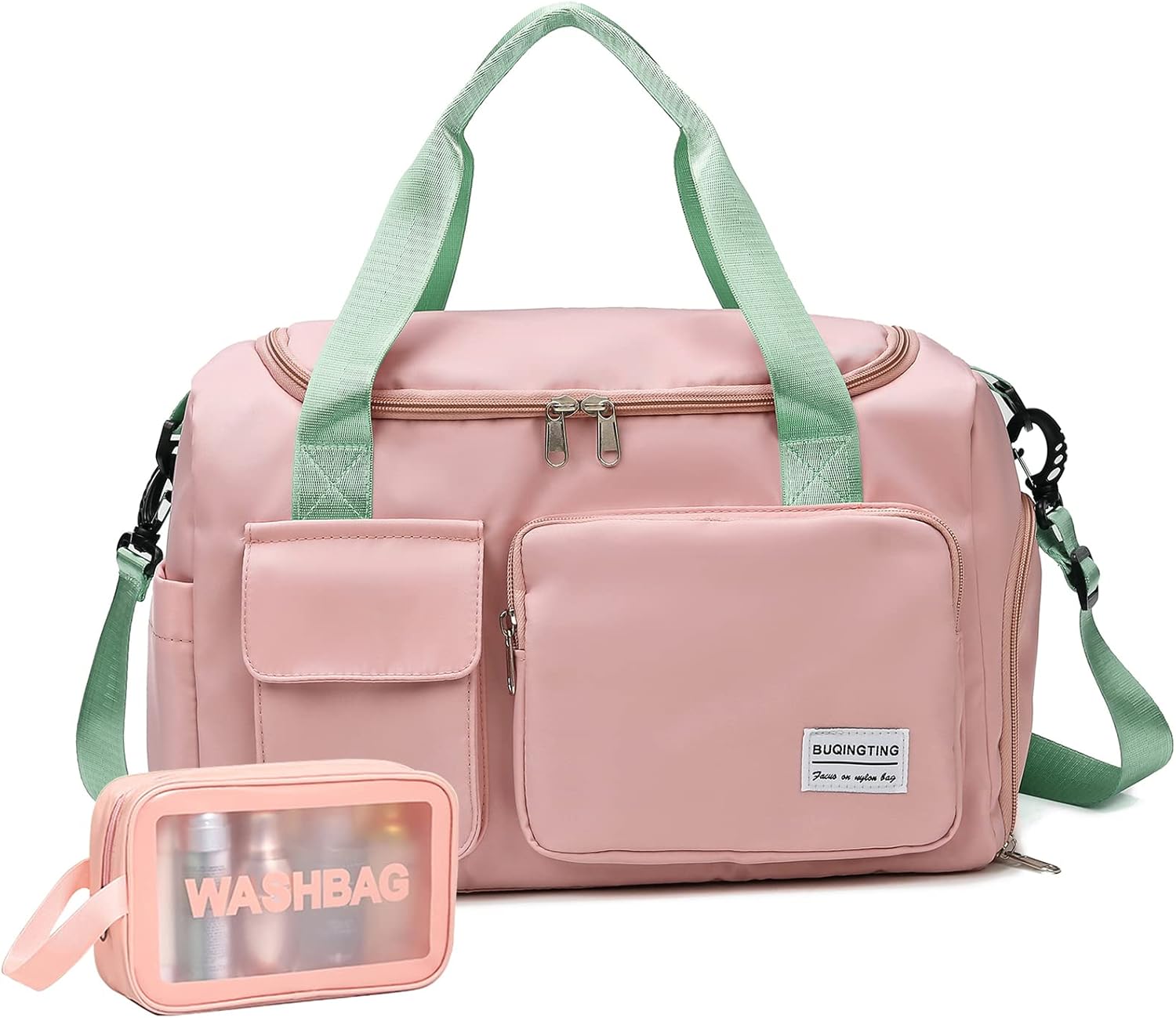 Small Gym Bag for Women, Waterproof Duffle Bag Carry On Weekender Bag with Shoe Compartment & Wet Pocket, Tote Bag for Travel, Workout, Sport - Image 10