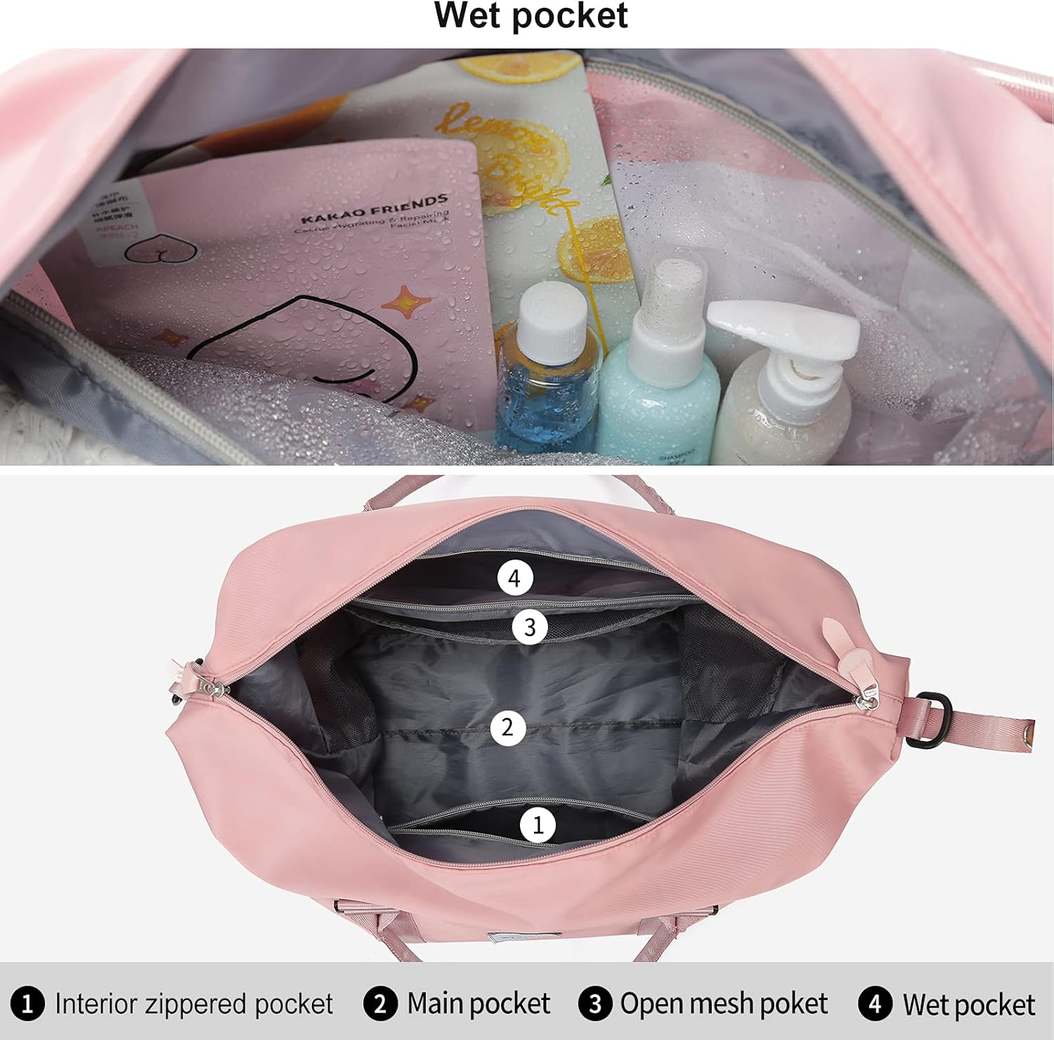 Travel Duffel Bag, Sports Tote Gym Bag, Shoulder Weekender Overnight Bag for Women - Image 3