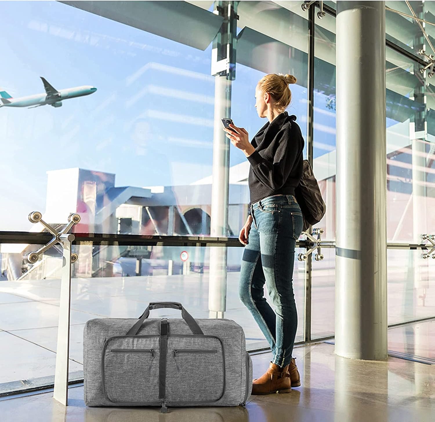 Travel Duffle Bag for Men, 65L Foldable Travel Duffel Bag with Shoes Compartment Overnight Bag for Men Women Waterproof & Tear Resistant 65L|85L|115L - Image 6