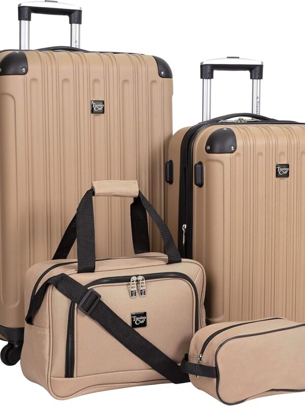 Travelers Club Midtown Hardside 4-Piece Luggage Travel Set, Expandable, Tan