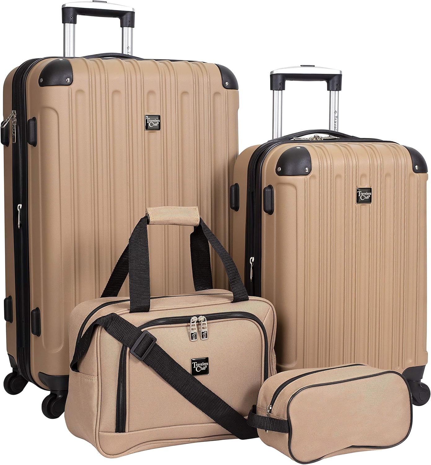 Travelers Club Midtown Hardside 4-Piece Luggage Travel Set, Expandable, Tan
