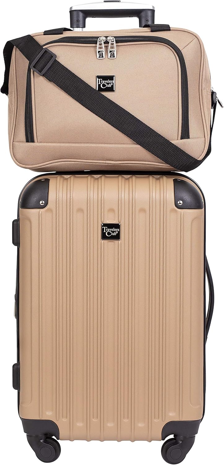 Travelers Club Midtown Hardside 4-Piece Luggage Travel Set, Expandable, Tan - Image 4