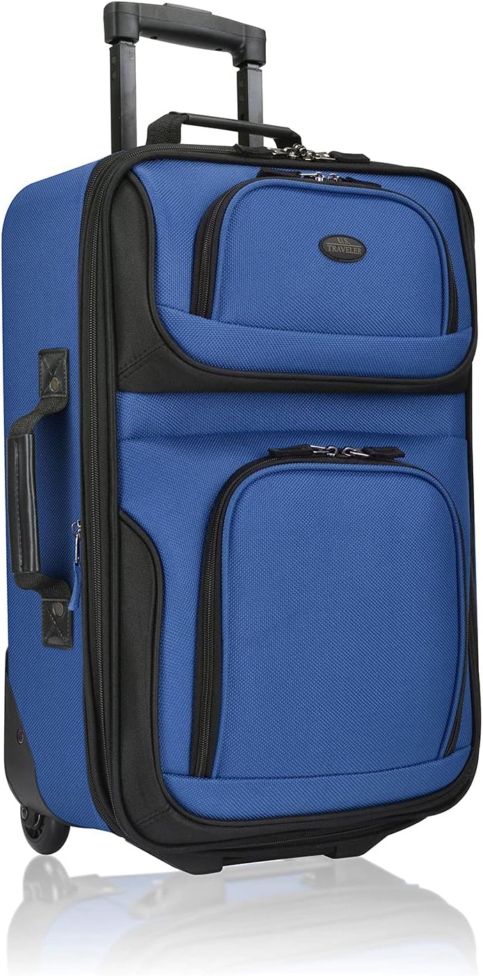 U.S. Traveler Rio Rugged Fabric Luggage, Royal Blue, 2 Wheel - Image 3