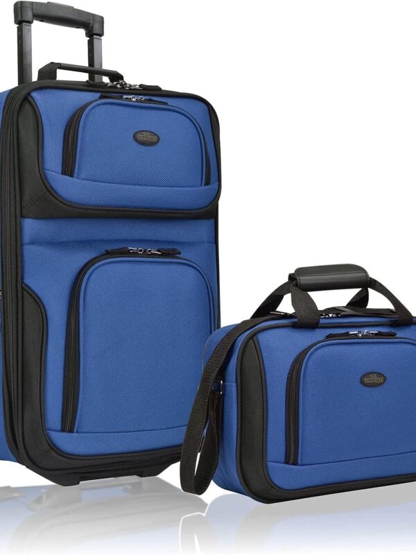 U.S. Traveler Rio Rugged Fabric Luggage, Royal Blue, 2 Wheel