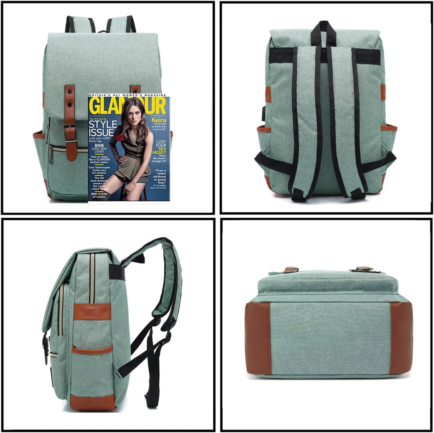 UGRACE Slim Business Laptop Backpack Elegant Casual Daypacks Outdoor Sports Rucksack College Shoulder Bag for Men Women, Tear Resistant Unique Travelling Backpack Fits up to 15.6Inch Laptop in Green\u2026 - Image 4