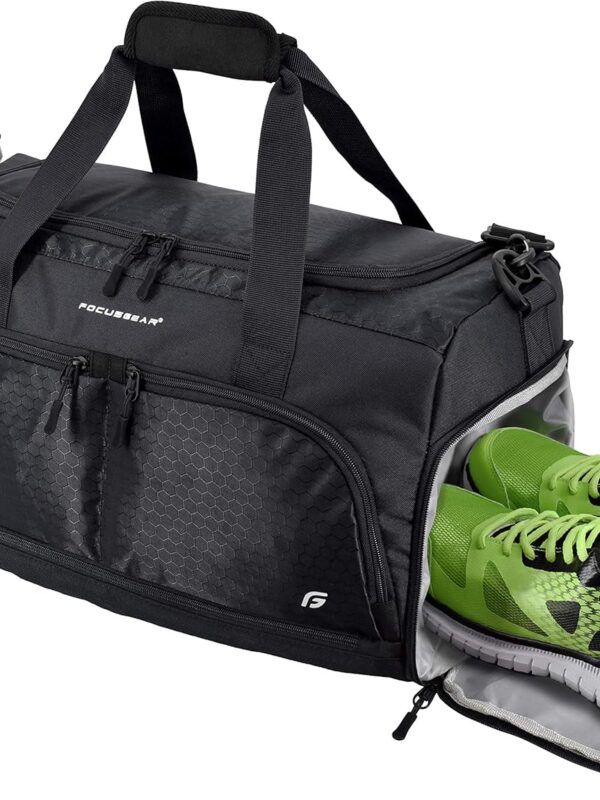 Ultimate Gym Bag 2.0: The Durable Crowdsource Designed Duffel Bag with 10 Optimal Compartments Including Water Resistant Pouch (Black, Medium (20"))
