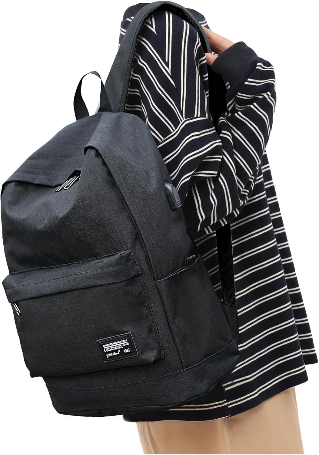 VECAVE School Backpack Black Waterproof Bookbag Casual Lightweight Travel Rucksack Daypack Backpacks for Men Women College High School Bags backpack for Boys Girls Teens - Image 26