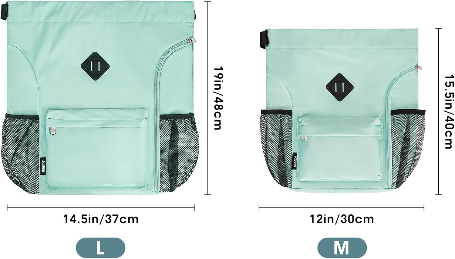 WANDF Drawstring Backpack Sports Gym Bag with Shoes Compartment, Water-Resistant String Backpack Cinch for Women Men (Large,Mint green) - Image 7