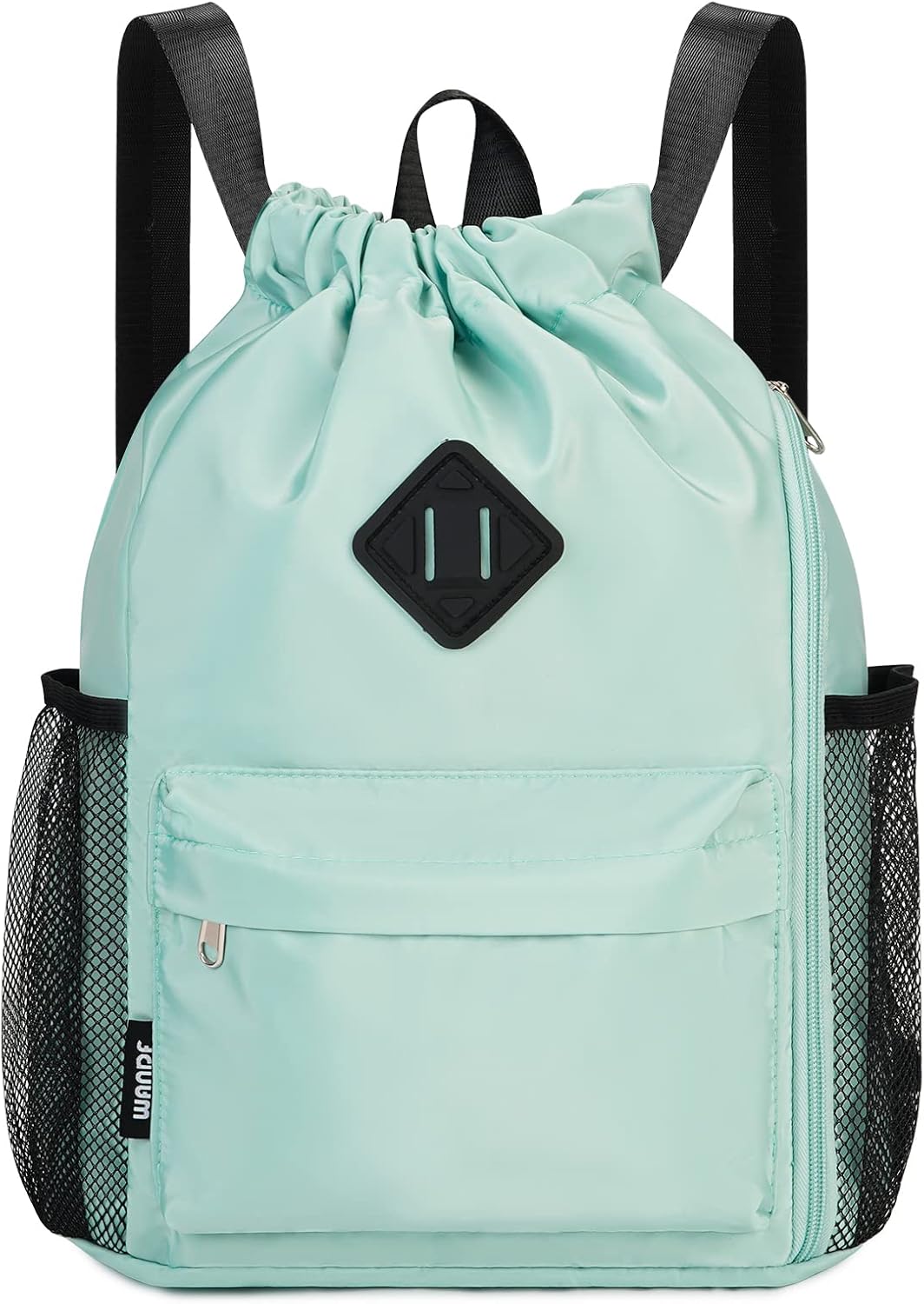 WANDF Drawstring Backpack Sports Gym Bag with Shoes Compartment, Water-Resistant String Backpack Cinch for Women Men (Large,Mint green) - Image 12