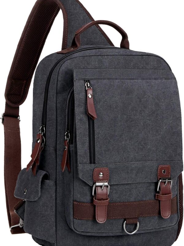 WOWBOX Sling Bag for Men Women Sling Backpack Laptop Shoulder Bag Cross Body Messenger Bag 13.3" 15.6" Laptop Tablet Black