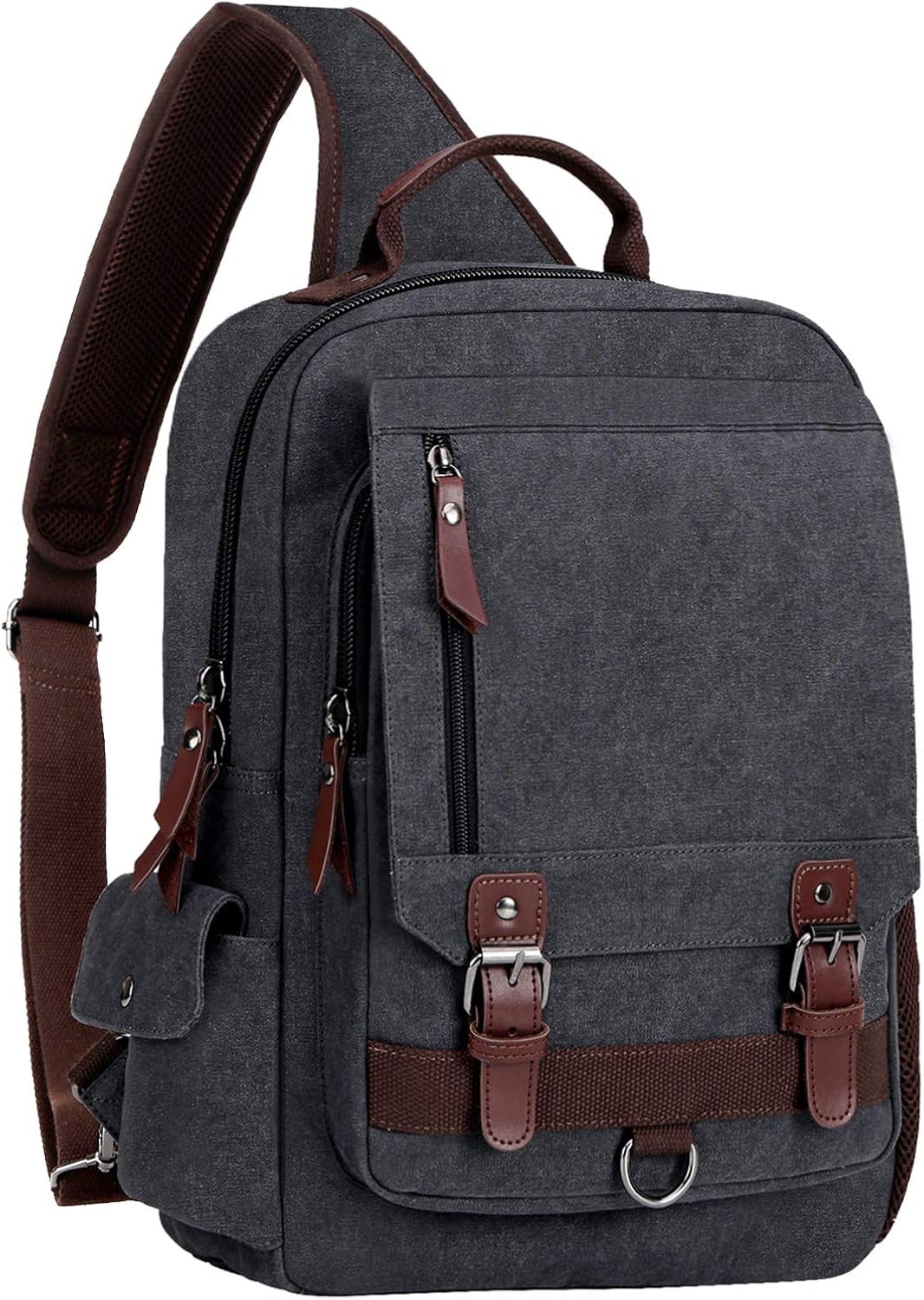 WOWBOX Sling Bag for Men Women Sling Backpack Laptop Shoulder Bag Cross Body Messenger Bag 13.3" 15.6" Laptop Tablet Black