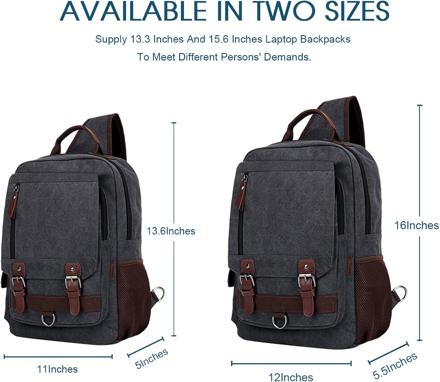 WOWBOX Sling Bag for Men Women Sling Backpack Laptop Shoulder Bag Cross Body Messenger Bag 13.3" 15.6" Laptop Tablet Black - Image 2