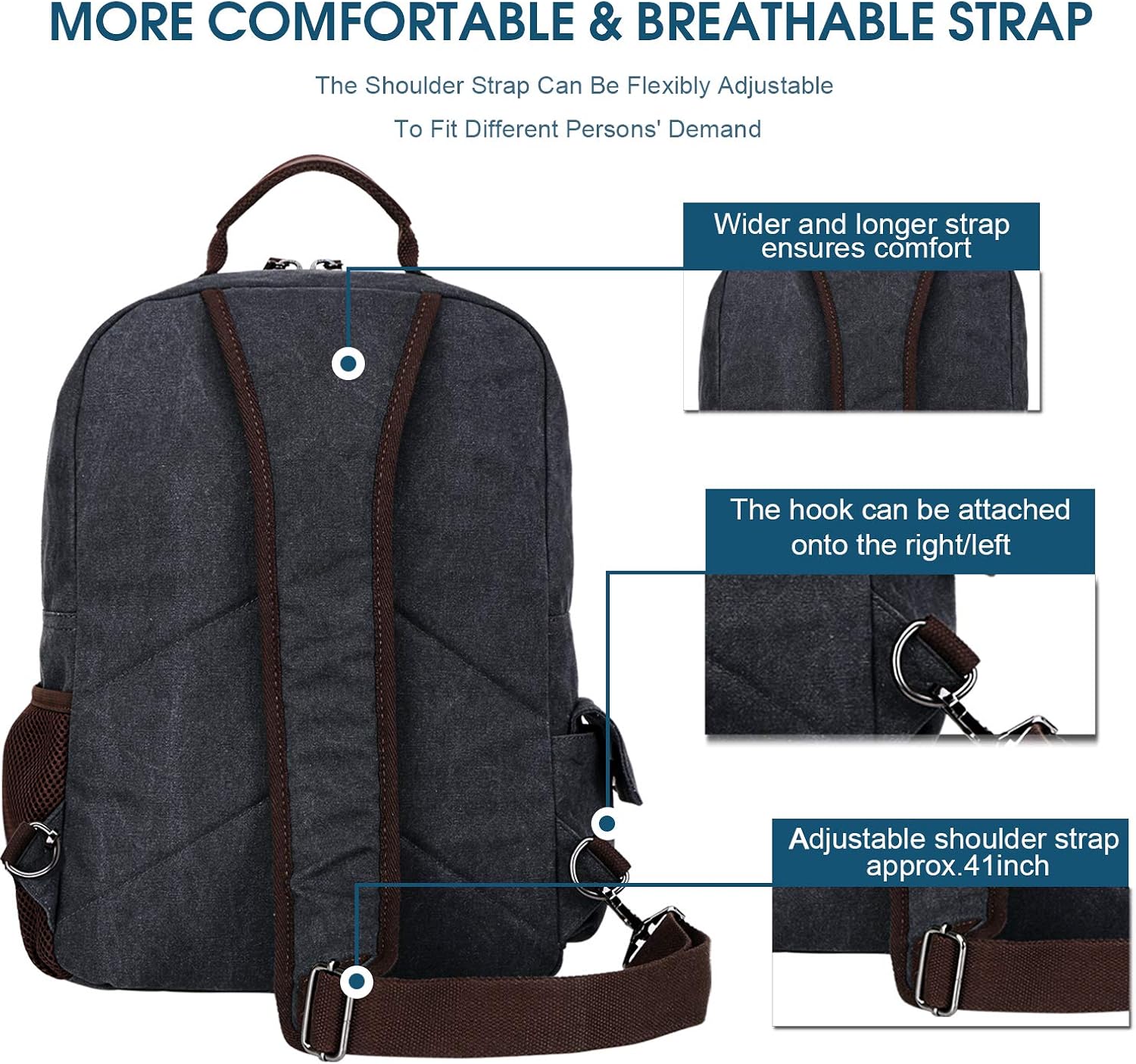 WOWBOX Sling Bag for Men Women Sling Backpack Laptop Shoulder Bag Cross Body Messenger Bag 13.3" 15.6" Laptop Tablet Black - Image 5