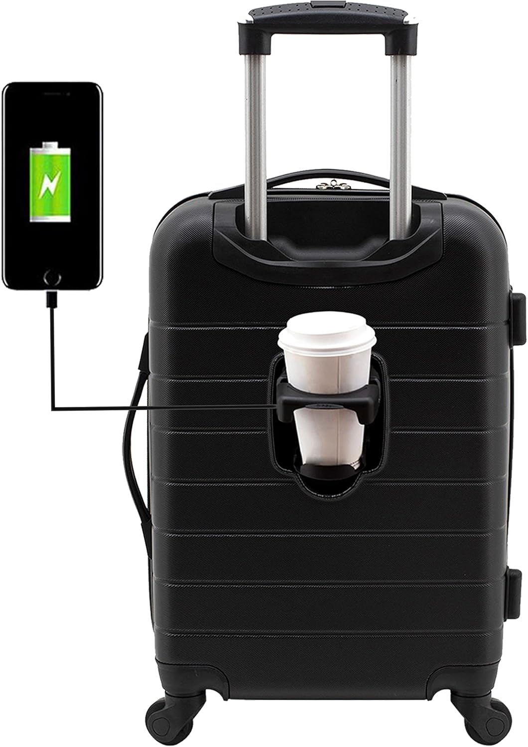 Wrangler 20" Smart Spinner Carry-On Luggage With Usb Charging Port ,Black
