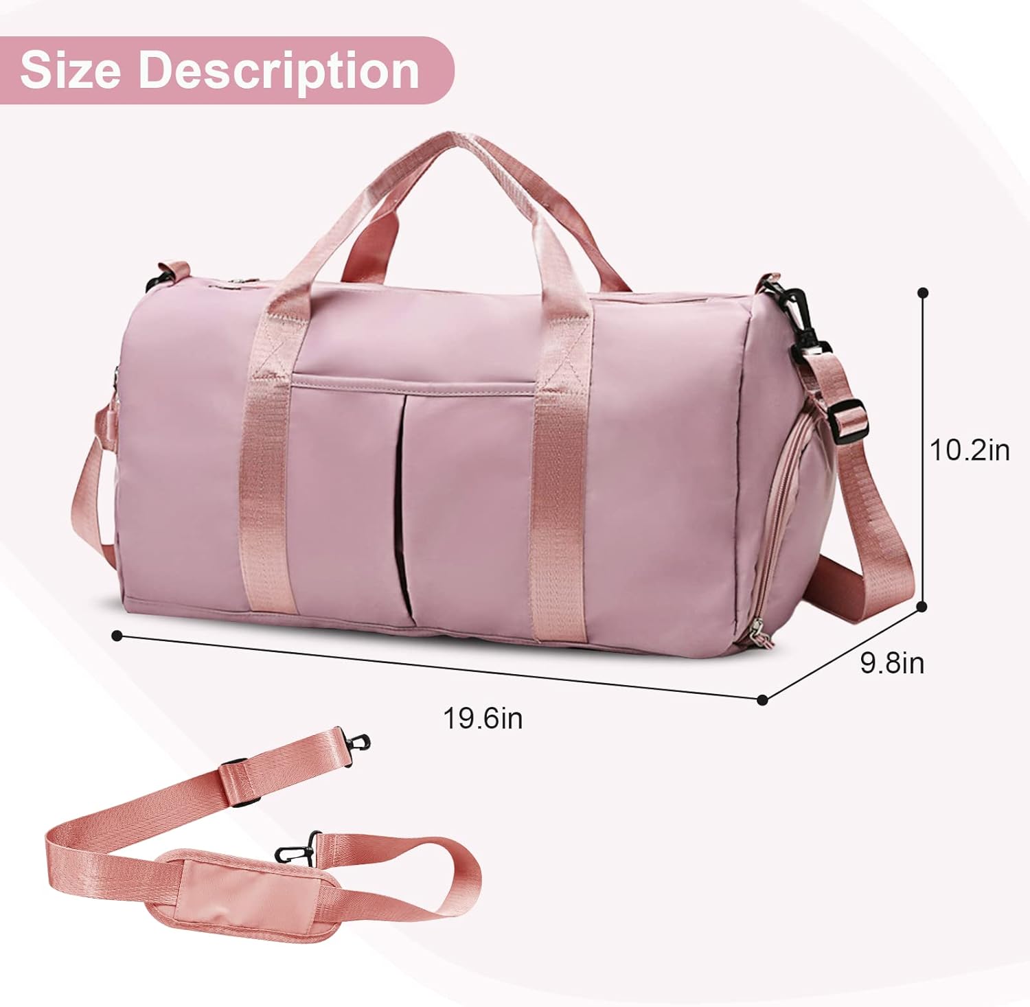 ZGWJ Travel Duffed Tote Bag, Waterproof Fold-able and Expandable Weekender Bag for Swim Sports Gym Bag - Image 2