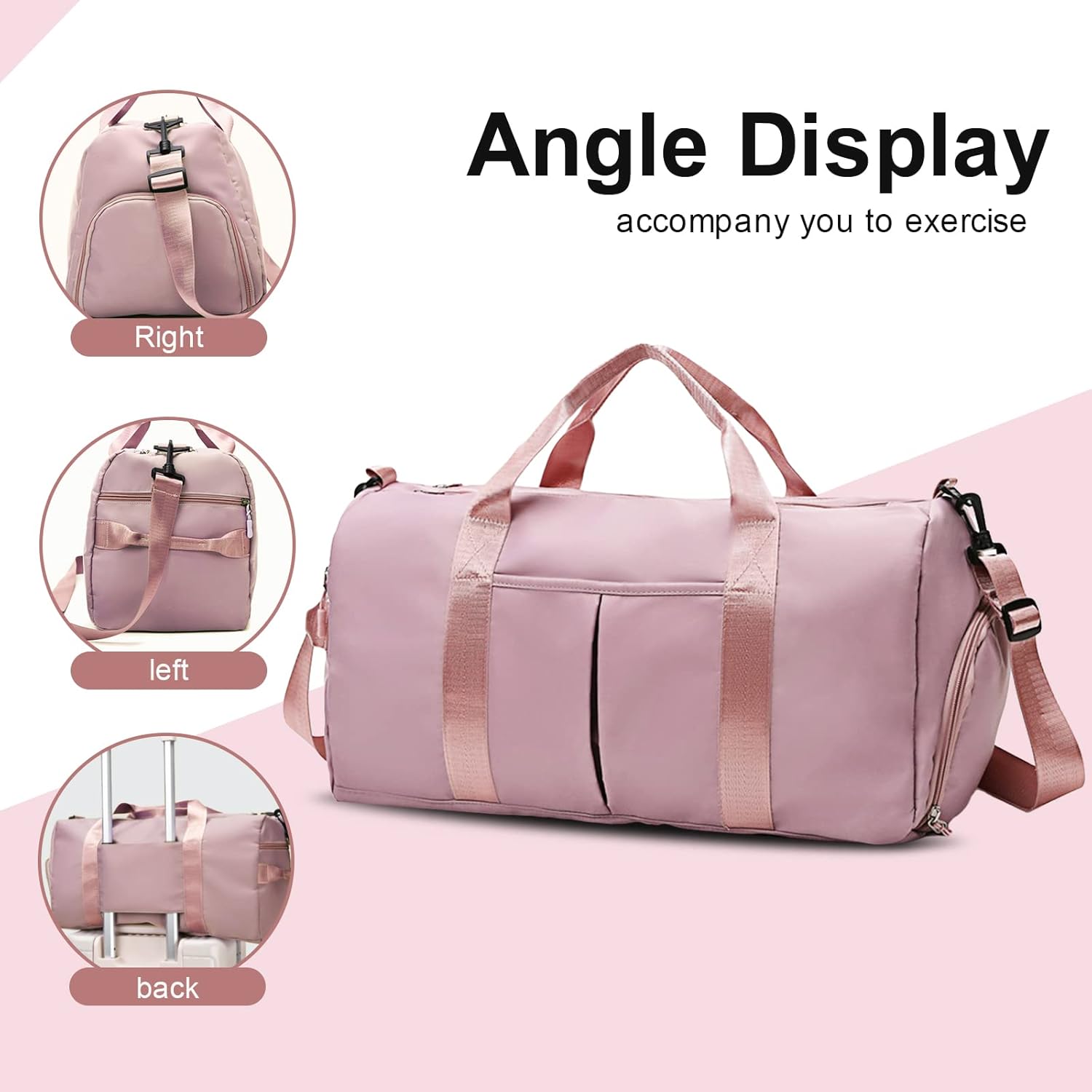 ZGWJ Travel Duffed Tote Bag, Waterproof Fold-able and Expandable Weekender Bag for Swim Sports Gym Bag - Image 3