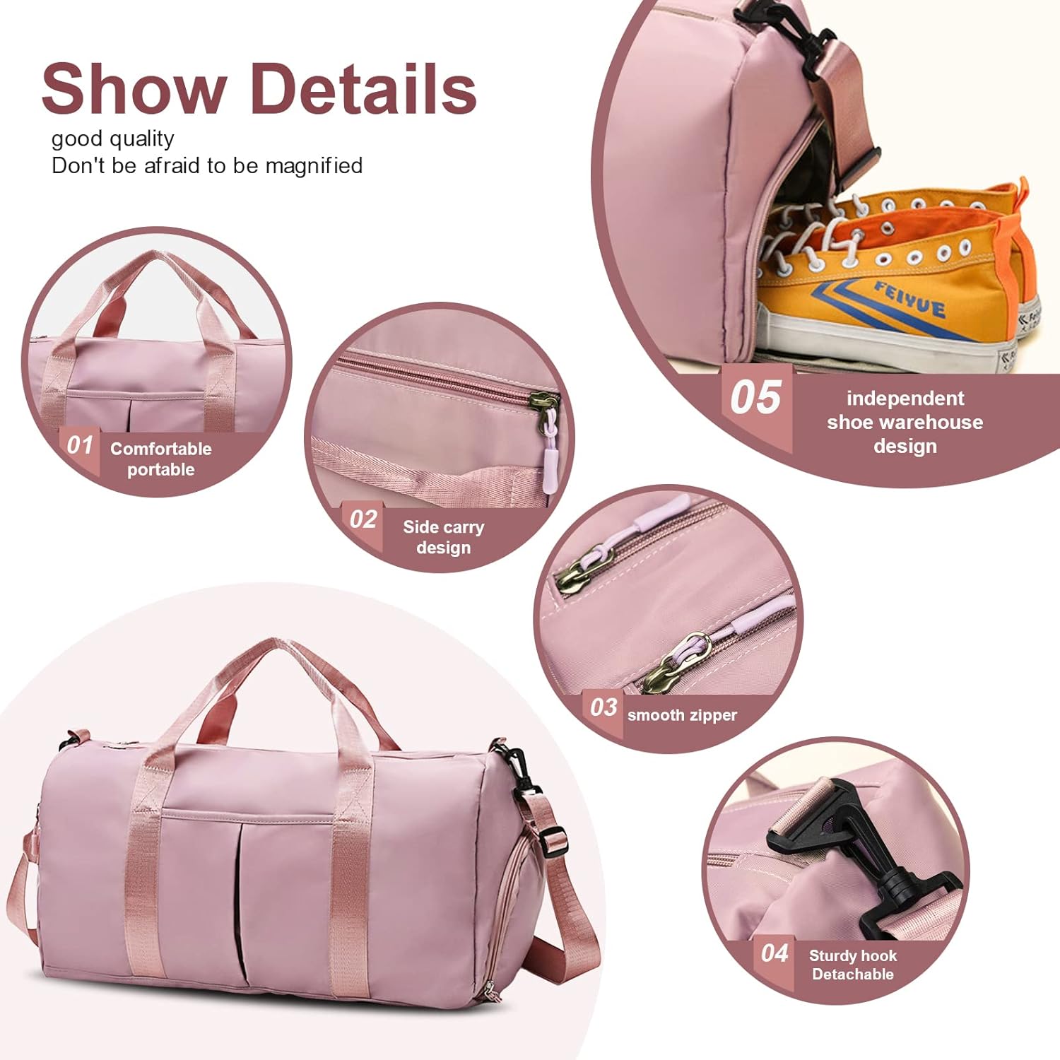 ZGWJ Travel Duffed Tote Bag, Waterproof Fold-able and Expandable Weekender Bag for Swim Sports Gym Bag - Image 5