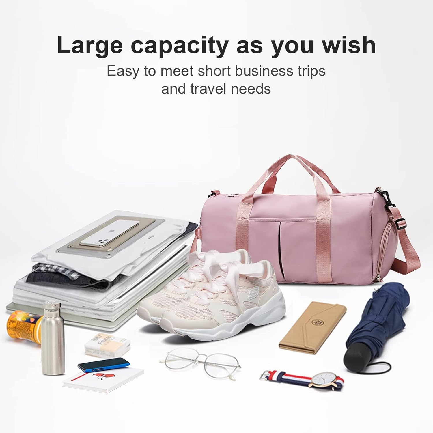 ZGWJ Travel Duffed Tote Bag, Waterproof Fold-able and Expandable Weekender Bag for Swim Sports Gym Bag - Image 4